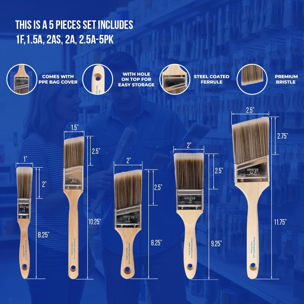 5-Piece Paint Brush Set, Flat  - Photography Angle recension och pris