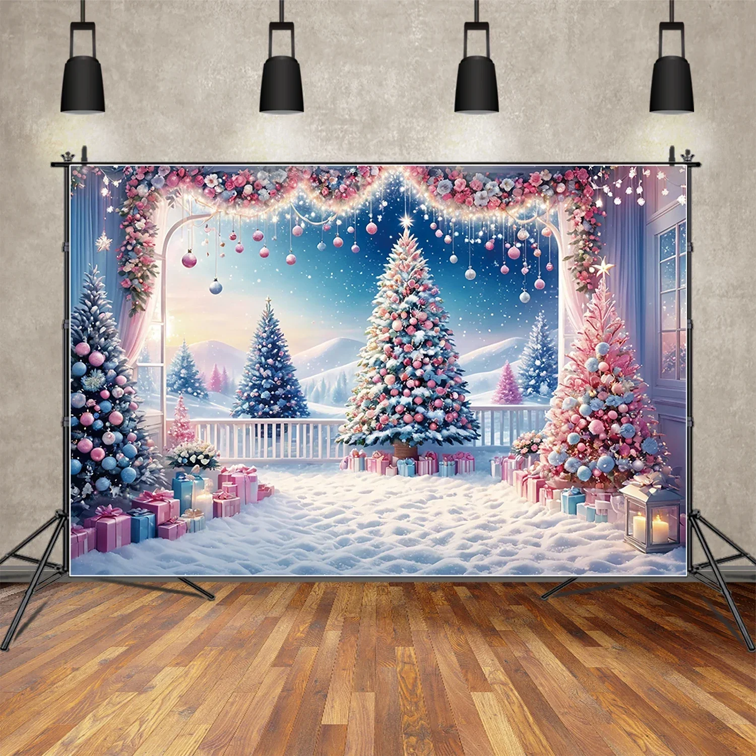 Christmas Tree Background Wint - Photography Backdrop Muslin recension och pris