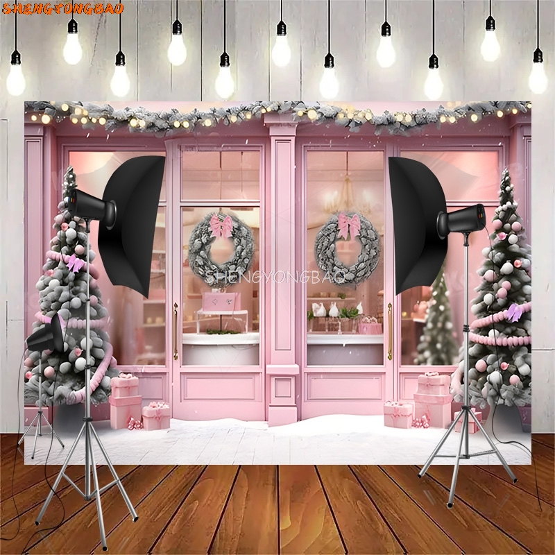 SHENGYONGBAO Christmas Day Wre - Photography Backdrop Muslin recension och pris