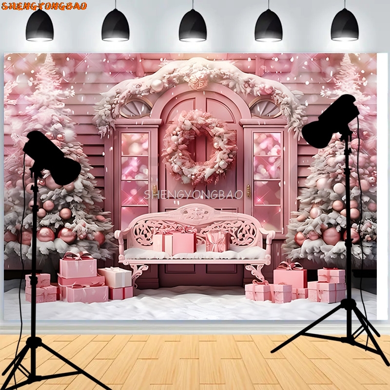 SHENGYONGBAO Christmas Day Wre - Photography Backdrop Muslin recension och pris