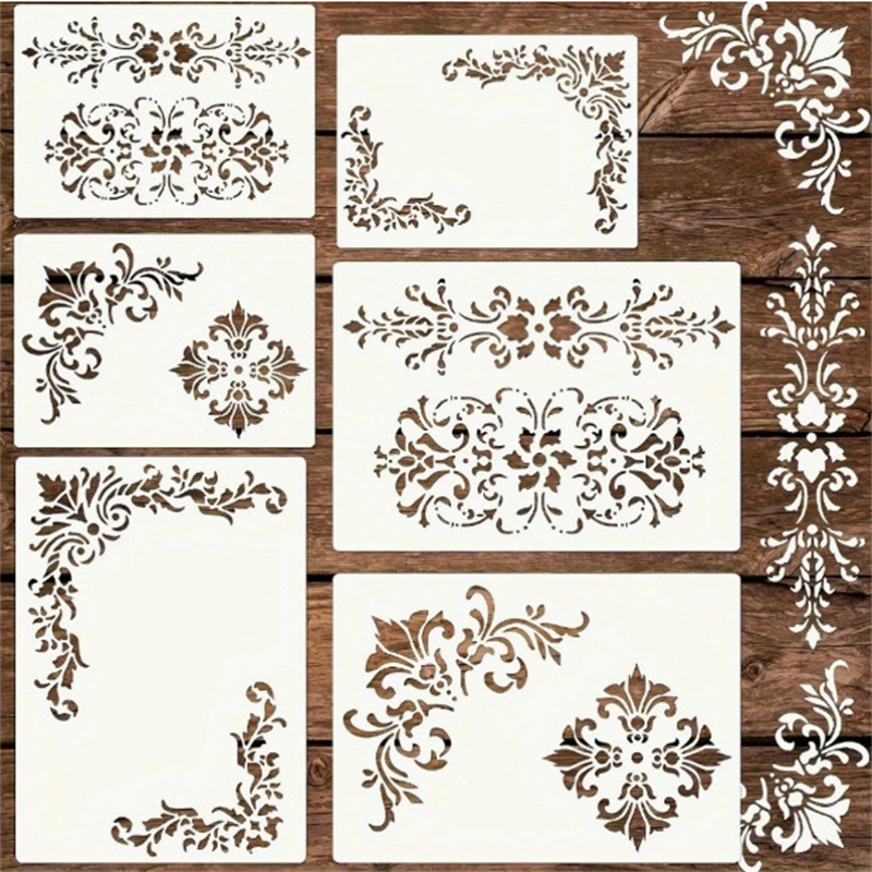 6Pcs Floral Corner Stencils fo - Photography Angle recension och pris