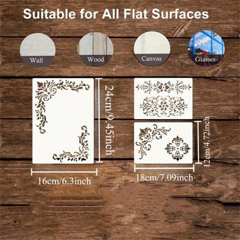 6Pcs Floral Corner Stencils fo - Photography Angle recension och pris