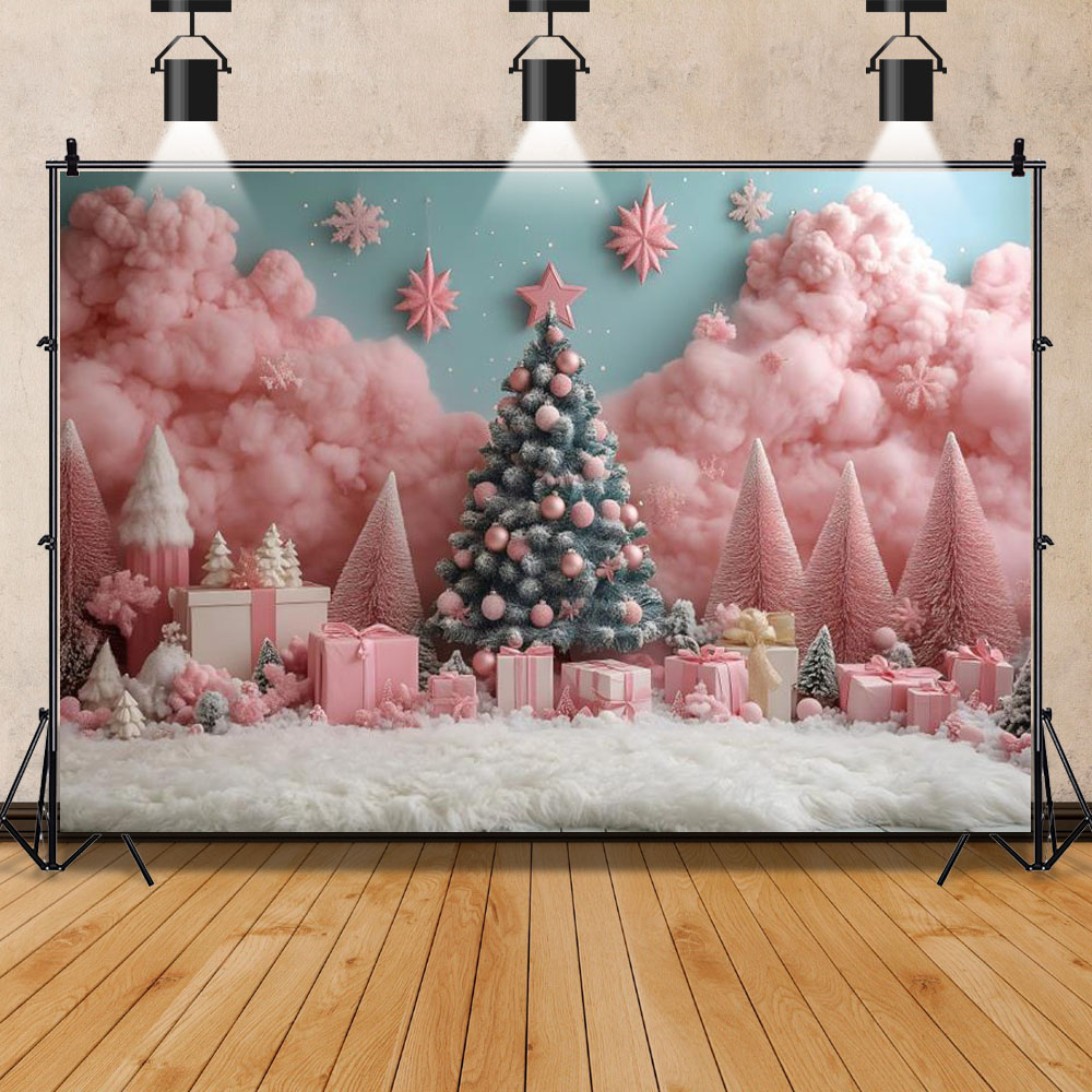 Pink Christmas Theme Photograp - Photography Backdrop Muslin recension och pris