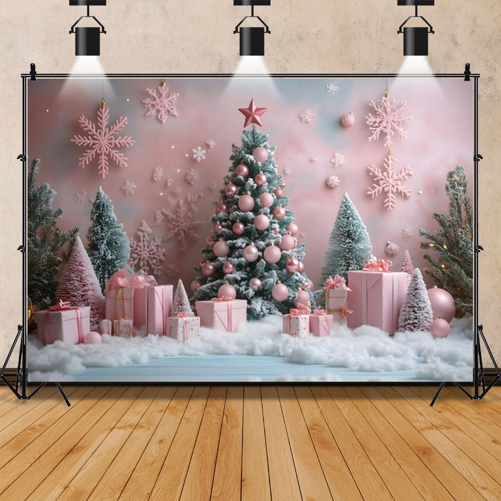 Pink Christmas Theme Photograp - Photography Backdrop Muslin recension och pris