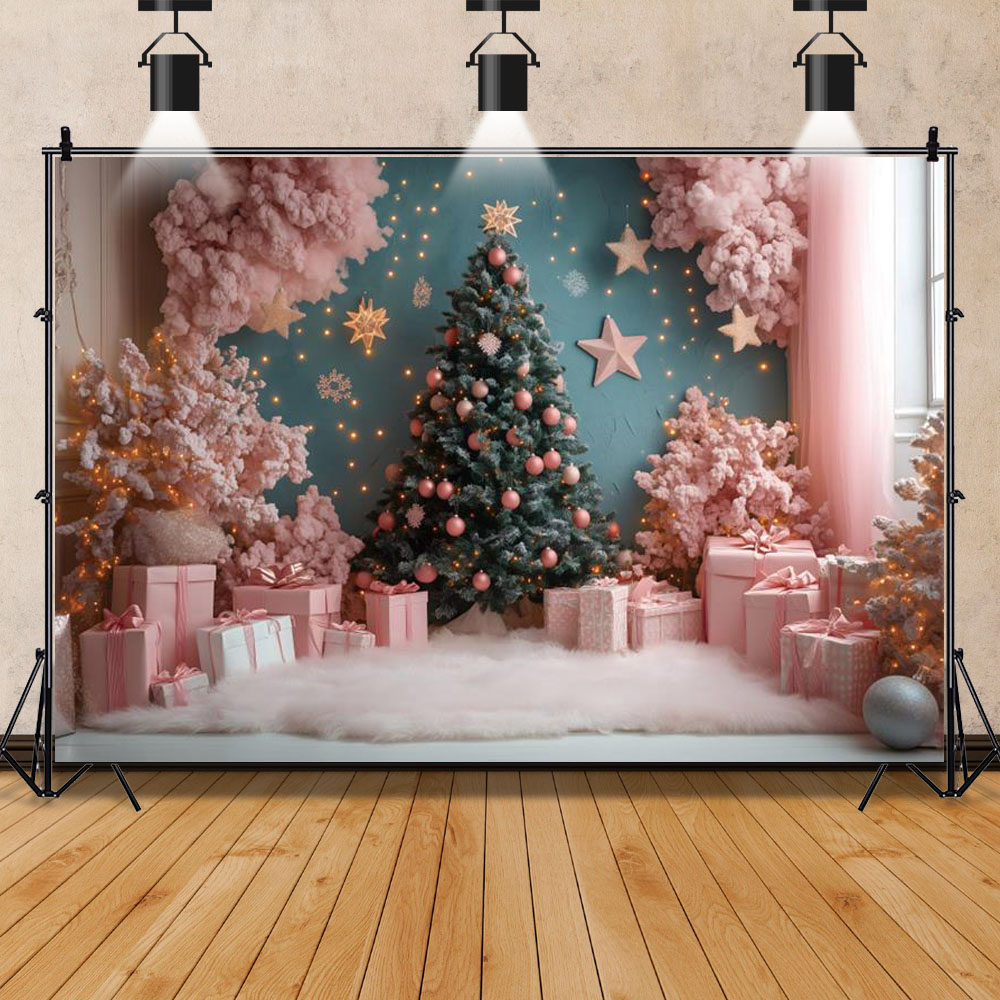 Pink Christmas Theme Photograp - Photography Backdrop Muslin recension och pris