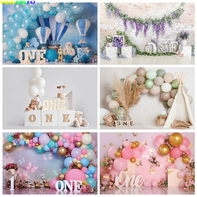 Pink Gold Balloon Girl First B - Photography Backdrop Muslin recension och pris