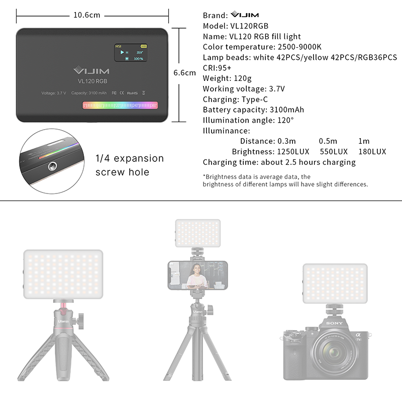 Ulanzi VL120 RGB Camera Video  - Photography Gear recension och pris